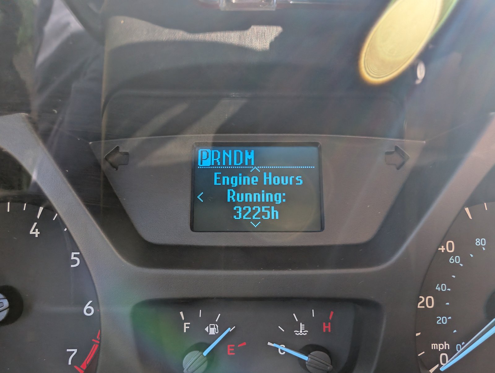 Trip computer showing 3,225 engine hours running